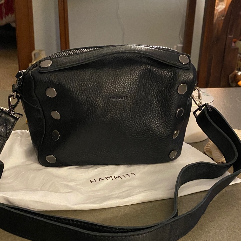 Hammitt Black Leather Hobo Bag with Nickel Accents